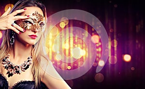 Attractive Model Woman Wearing Carnival Mask