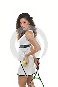 Attractive multi ehtnic female tennis player