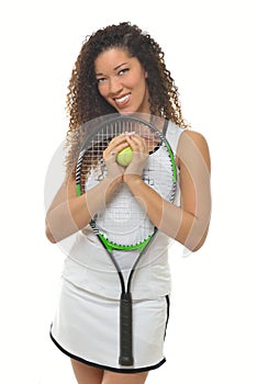 Attractive multi ehtnic female tennis player