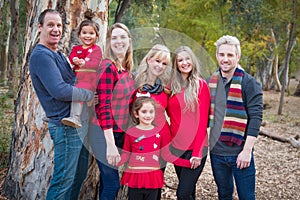 Attractive Multigenerational Mixed Race Family Portrait Outdoors