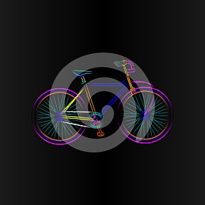 An attractive neon bicycle flat sketch.