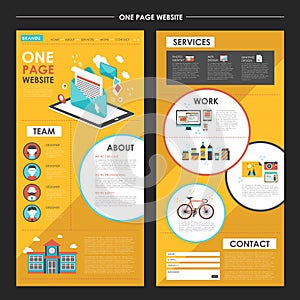 Attractive one page website template design with newsletter elem