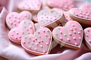 Attractive Pink colorful heart cookies. Generate Ai