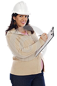 Attractive pregnant engineer photo