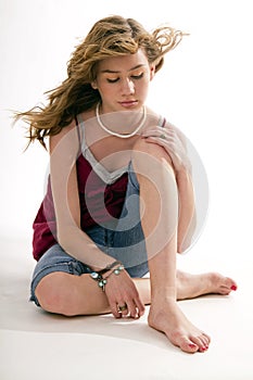 Attractive Preteen Female Kid Model Sitting