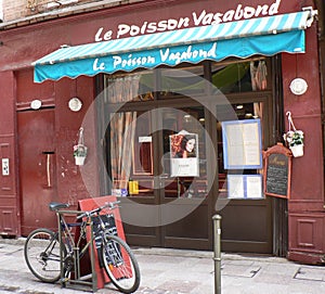 Attractive restaurant with bike parked outside, Toulouse, France