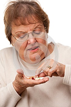 Attractive Senior Woman and Medication Pills