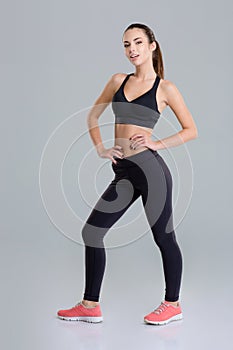 Attractive sensual young fitness woman posing