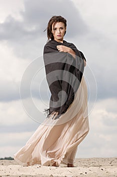 Attractive and sensuality woman in the desert photo