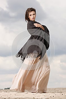 Attractive and sensuality woman in the desert