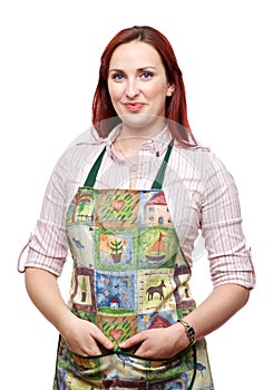 Attractive smiling lady in apron