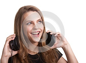 Attractive smiling woman with headphones