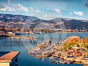 Attractive spring view of Kavala port, principal town of eastern Macedonia