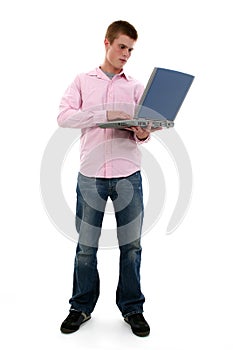 Atraktívne chlapec prenosný počítač 
