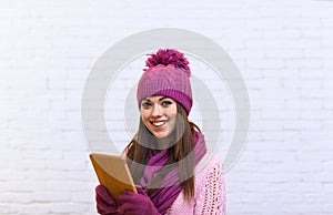 Attractive Teenage Girl Using Tablet Laptop Touch Screen