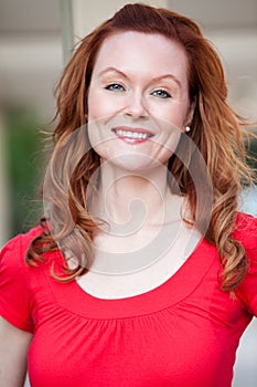 Attractive thirties caucasian woman smiling