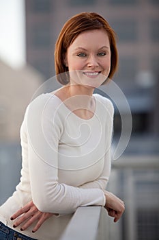 Attractive thirties caucasian woman smiling