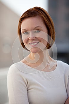 Attractive thirties caucasian woman smiling