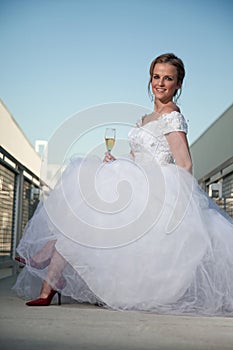 Attractive twenties caucasian blonde bride