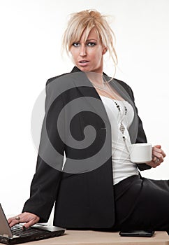 Attractive twenties caucasian blonde businesswoman