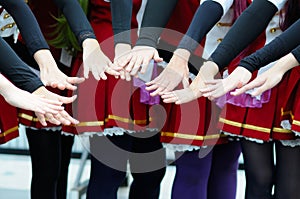 Attractive Unity Hands by a Dance Group