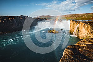 Attractive view of powerful Godafoss cascade. Location Skjalfandafljot river, Iceland, Europe