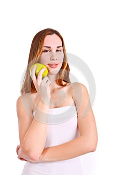 Attractive woman with apple