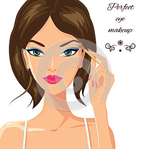 Attractive woman applying eyeshadow. Fashion