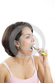 Attractive Woman Brushing Teeth