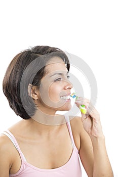 Attractive Woman Brushing Teeth