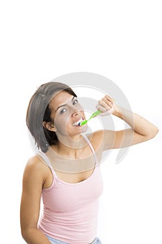 Attractive Woman Brushing Teeth