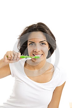 Attractive Woman Brushing Teeth
