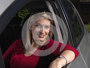 Attractive woman in car