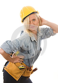 Attractive woman contractor tools