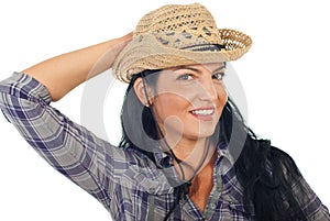 Attractive woman with cowboy hat