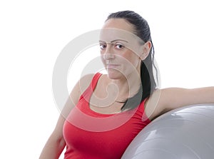 Attractive woman on exercise ball