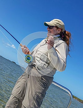 Attractive Woman Fly Fishing in the Florida Keys