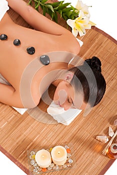 Attractive woman getting spa treatment.