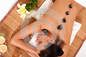 Attractive woman getting spa treatment