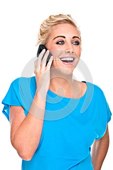 Attractive Woman Happy Conversation on cell phone