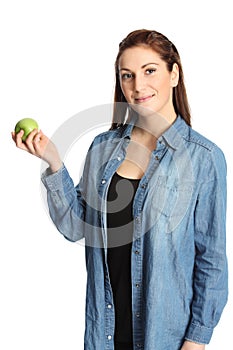 Attractive woman holding an apple