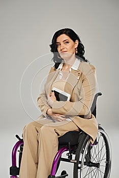 attractive woman with impairment sitting in