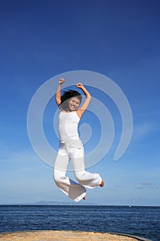 Attractive Woman Jumping