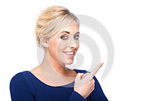 Attractive Woman Pointing at Something