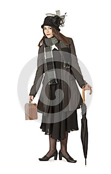 Attractive woman in the role of Mary Poppins