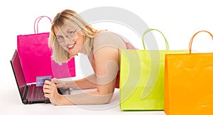 Attractive woman shopping over the internet