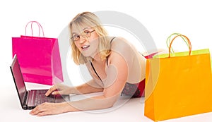 Attractive woman shopping over the internet