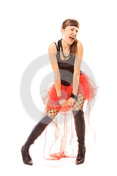 Attractive woman shouting with delight