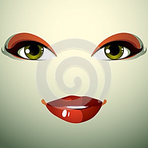 Attractive woman with stylish bright make-up. Caucasian dis