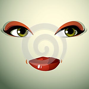 Attractive woman with stylish bright make-up. Caucasian dis